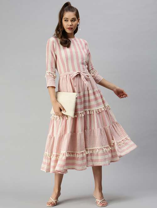 women's fit & flare striped dress - 18372167 - Standard Image - 0