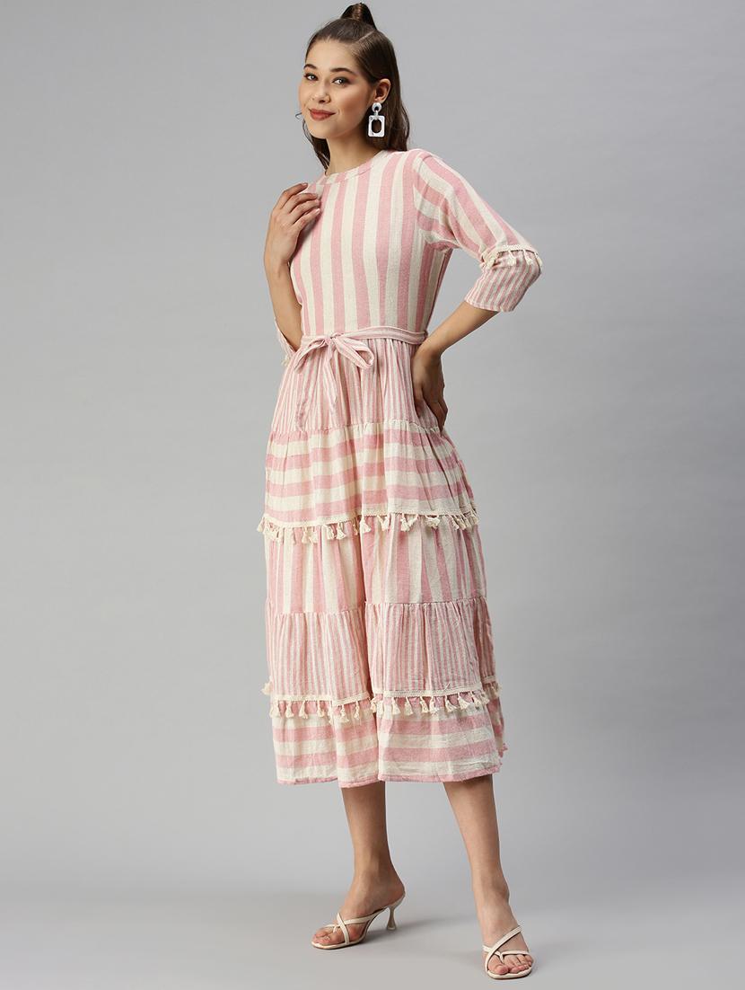 women's fit & flare striped dress - 18372167 - Standard Image - 2