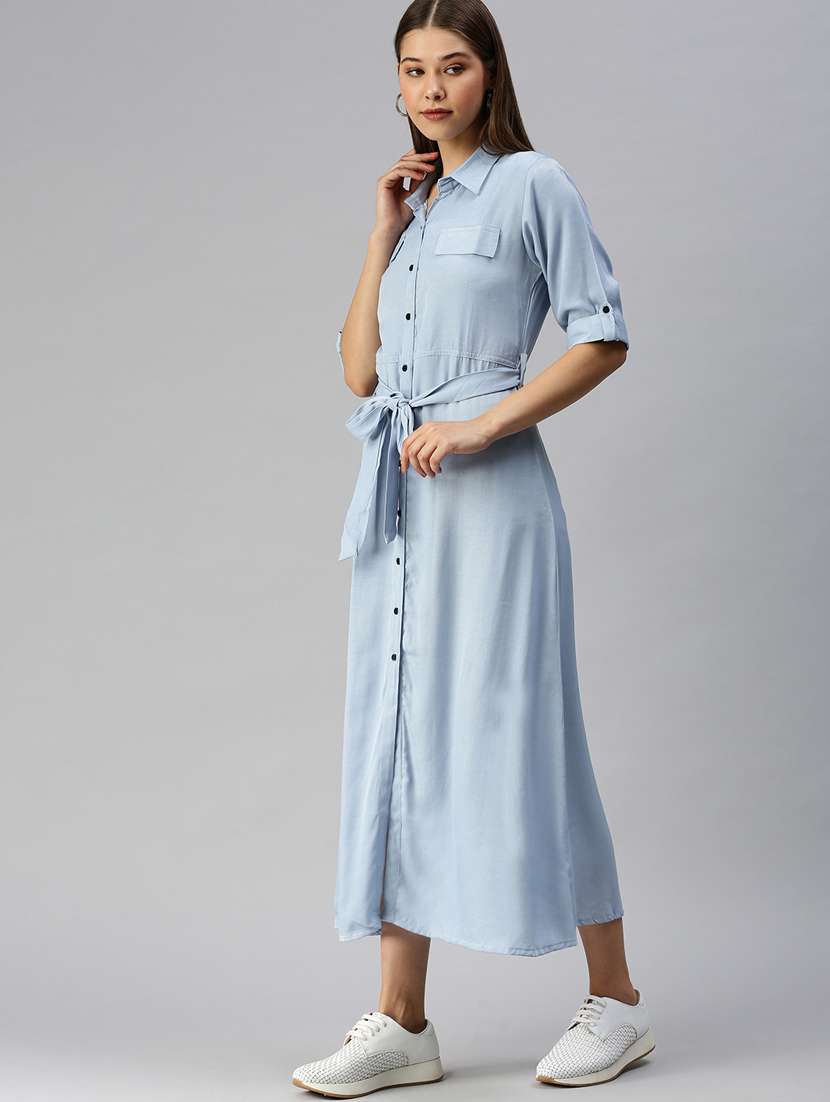 long sleeved solid shirt dress - 18372199 -  Standard Image - 2