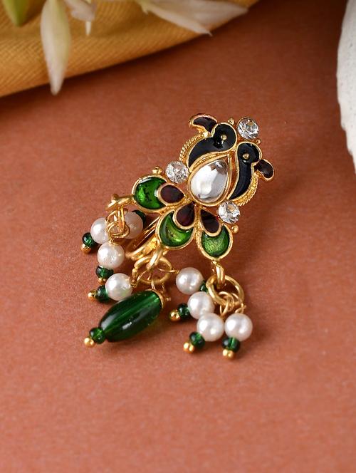meenakari ethnic clip on nosepin - 18372206 - Standard Image - 0