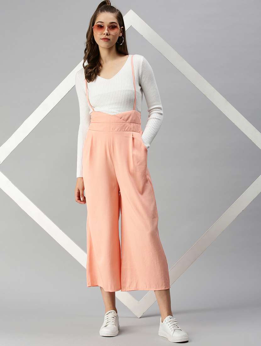 cami neck solid dungaree jumpsuit