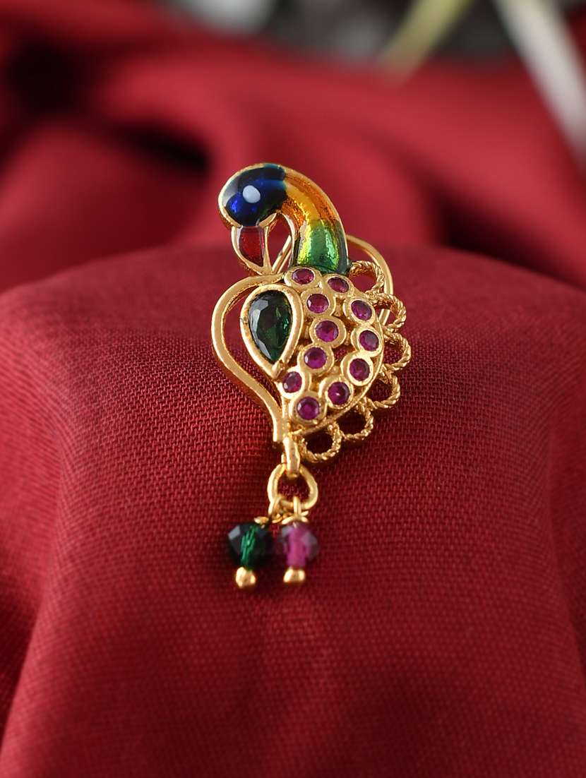 gold plated peacock nose stud