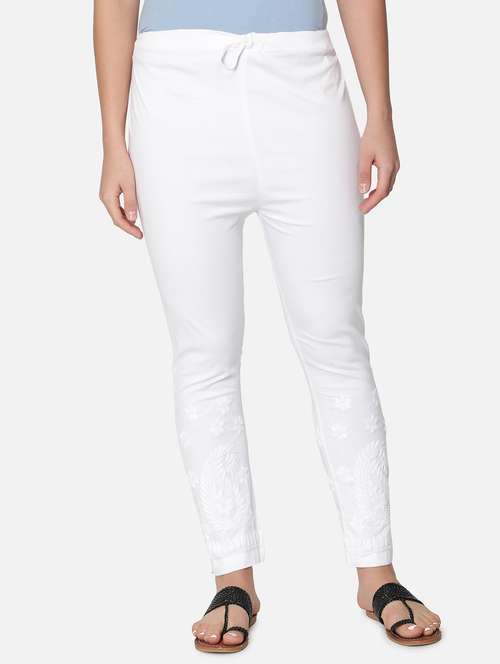 white solid straight pant - 18372293 - Standard Image - 0