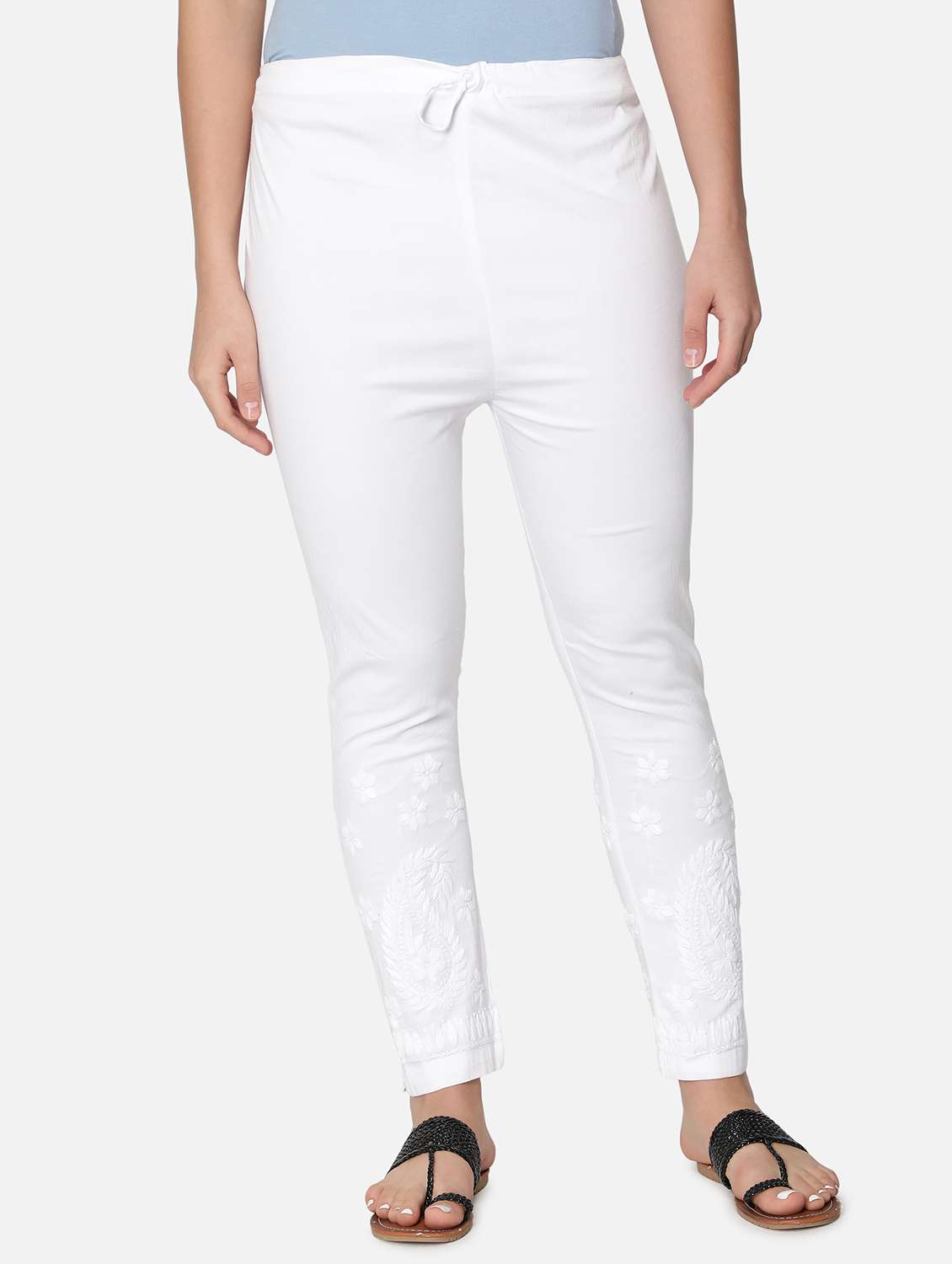 white solid straight pant - 18372293 - Zoom Image - 0
