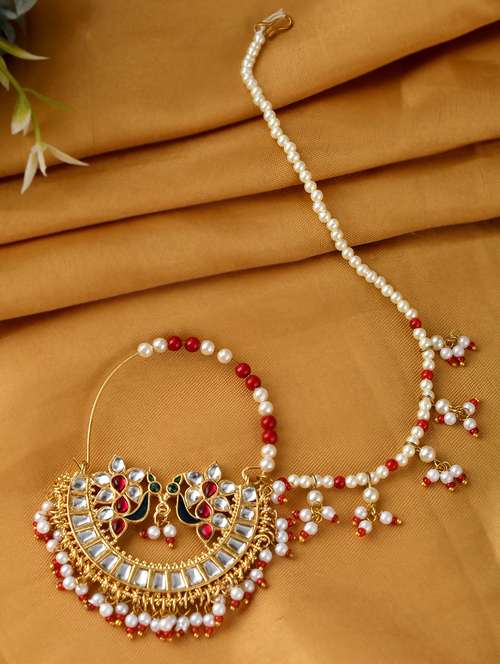 gold plated peacock bridal nosering - 18372303 - Standard Image - 0