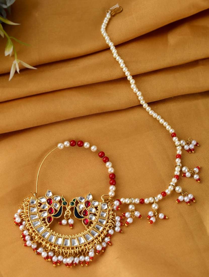 gold plated peacock bridal nosering - 18372303 - Zoom Image - 0