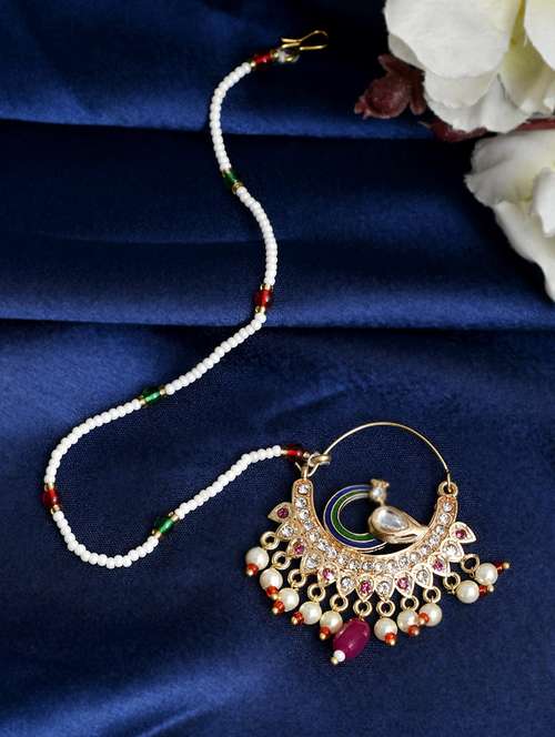 multi colored brass naath nose pin - 18372316 - Standard Image - 0