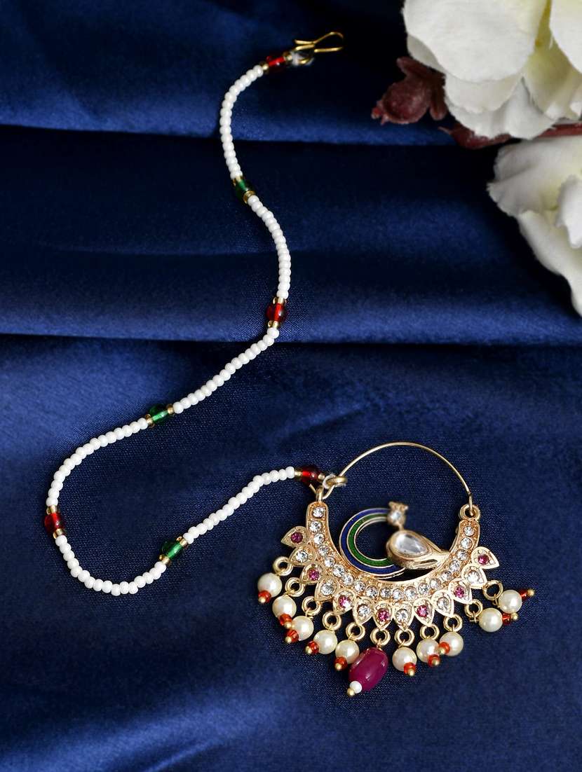 multi colored brass naath nose pin - 18372316 - Zoom Image - 0