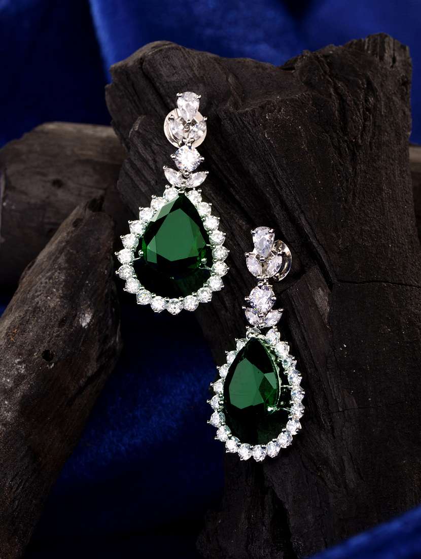 rose gold plated green drop earrings