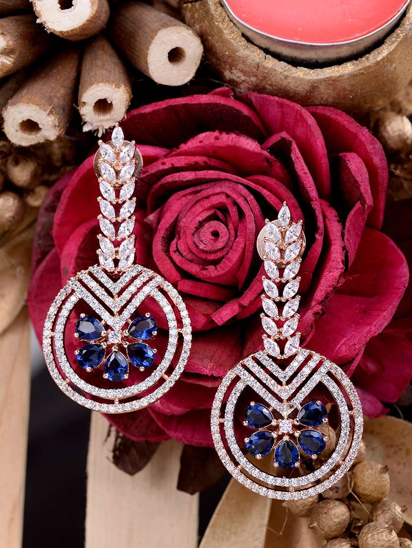 blue brass drop earring