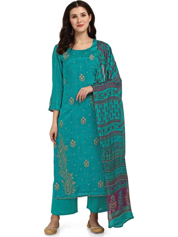 blue viscose unstitched suit