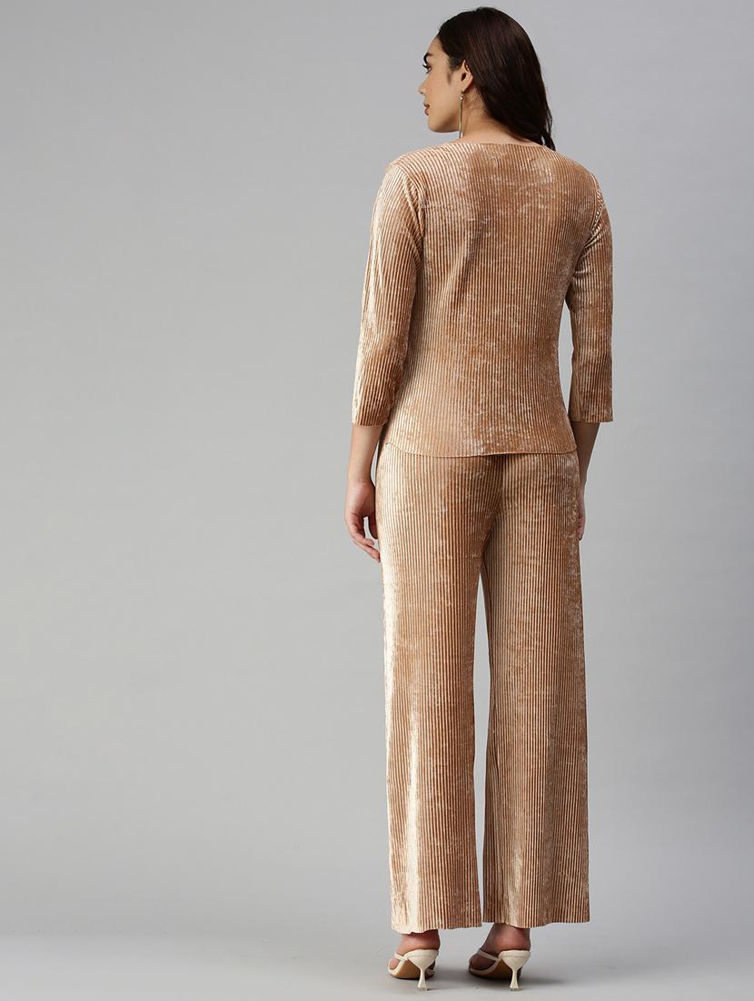 round neck solid top with palazzo set - 18372835 - Standard Image - 2