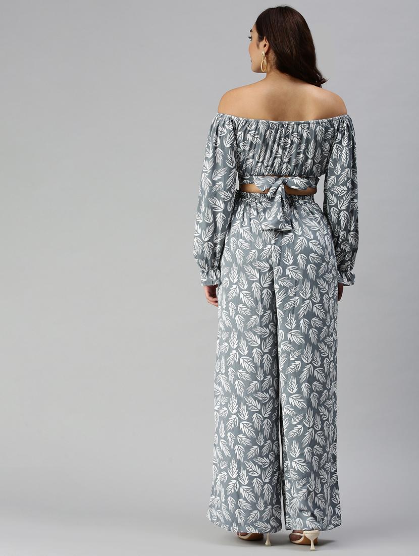 tie back printed top with palazzo set - 18372847 - Standard Image - 2