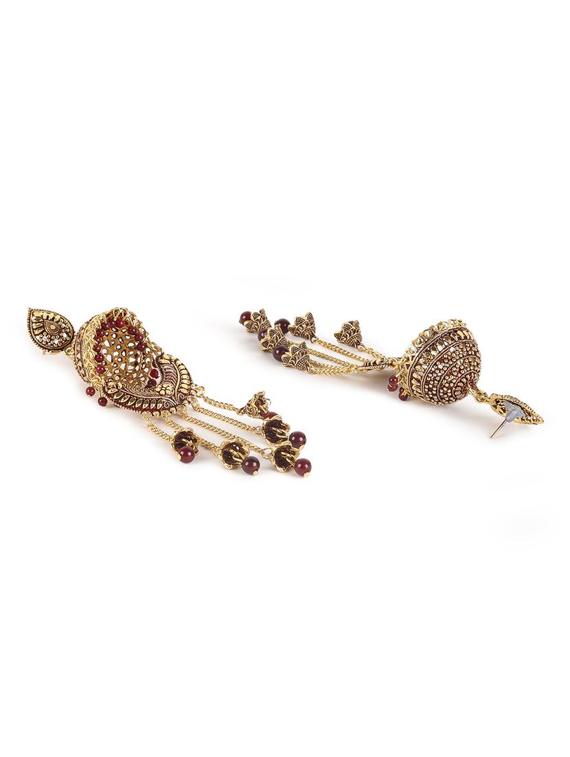 gold brass jhumka earring - 18373256 - Standard Image - 2