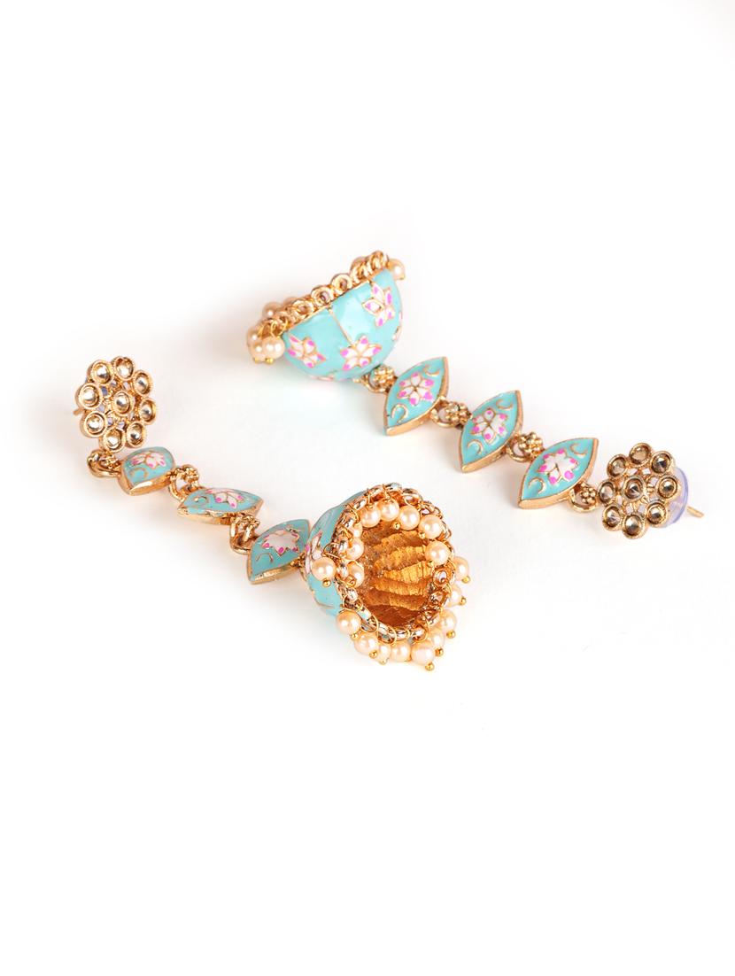 green gold plated drop earring - 18373278 - Standard Image - 2