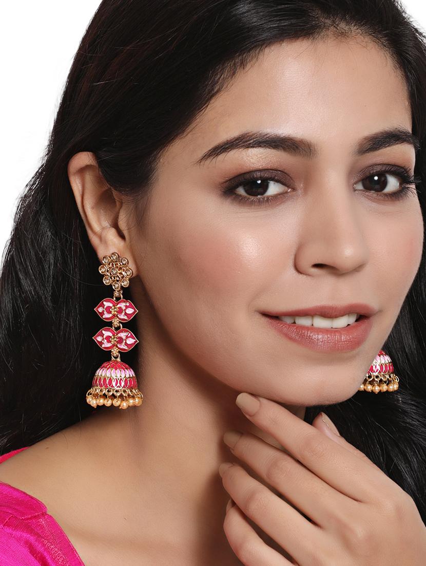 red gold plated drop earring - 18373279 - Standard Image - 2