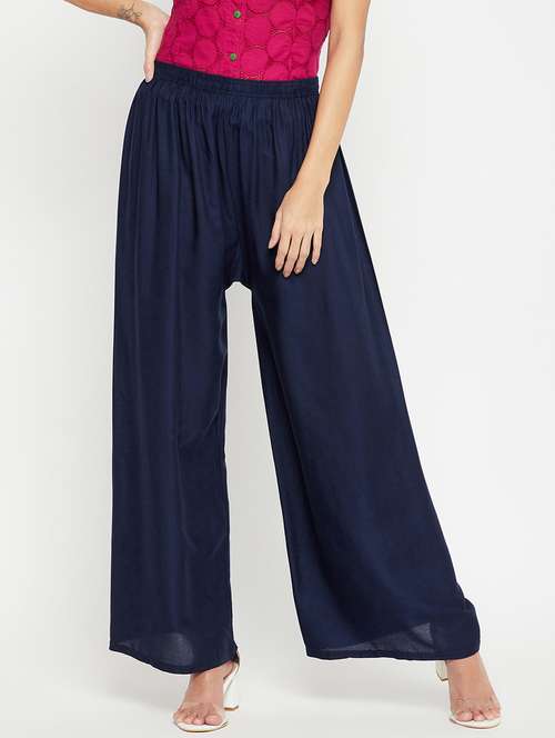 mid rise solid flared palazzo - 18373745 - Standard Image - 0