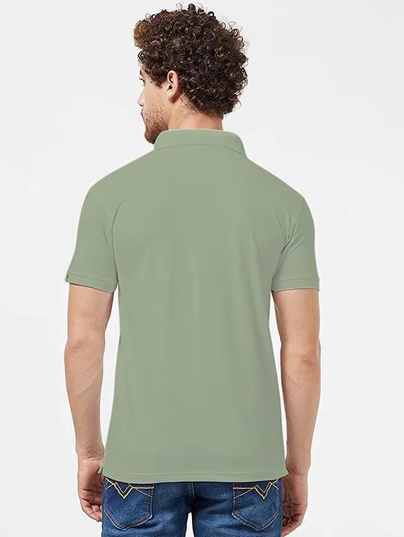 olive green solid polo t-shirt - 18374660 - Standard Image - 2