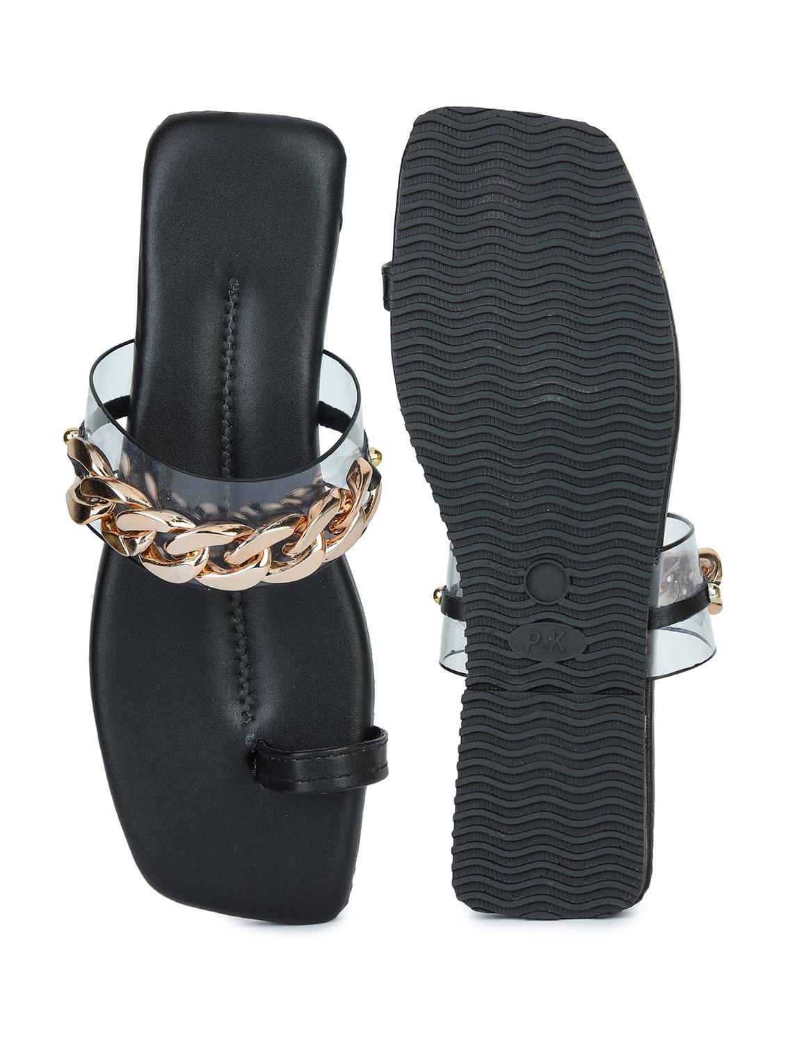 black synthetic slip on sandals - 18374902 - Standard Image - 2