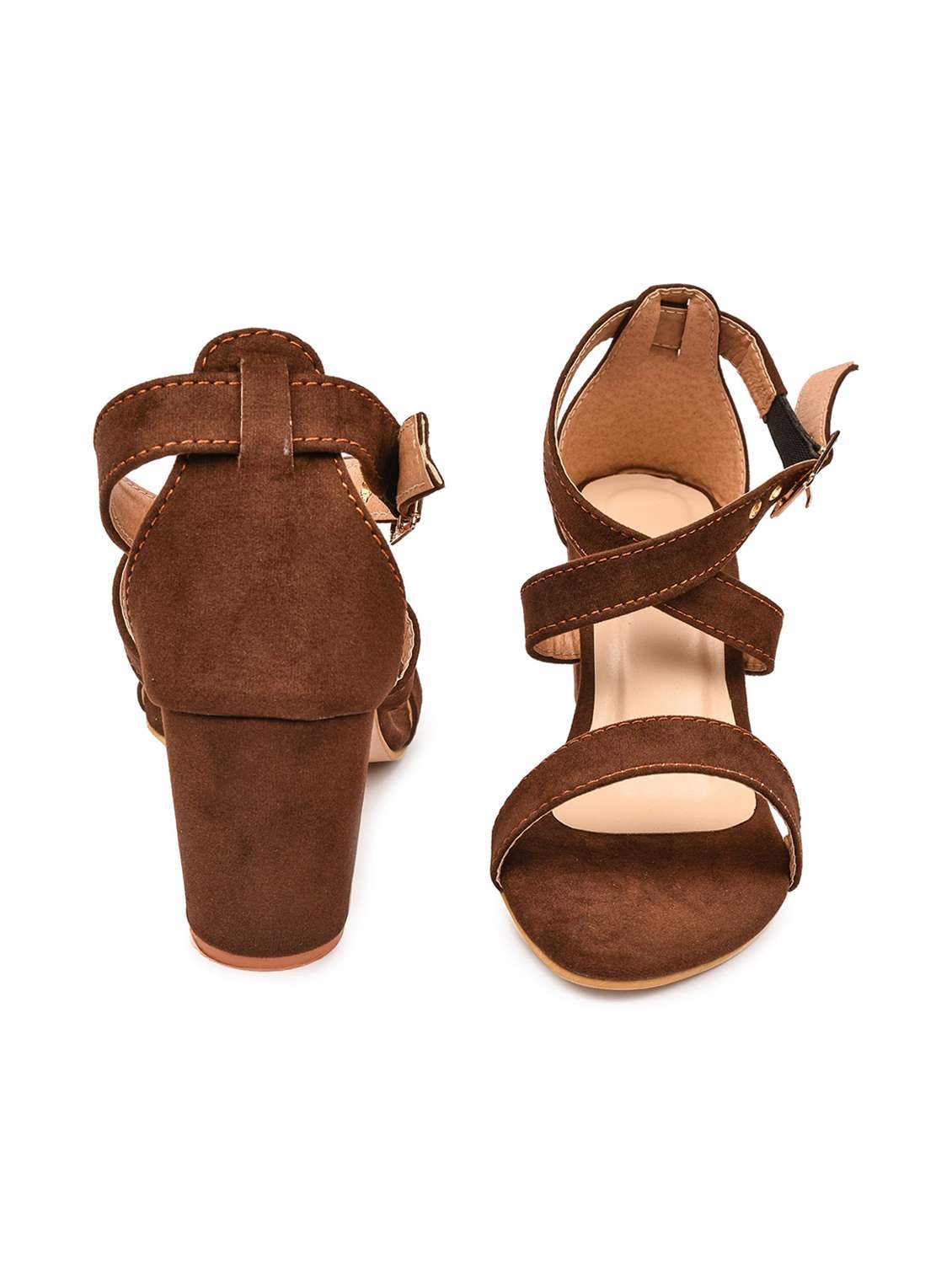 brown synthetic ankle strap sandals - 18374956 -  Standard Image - 2