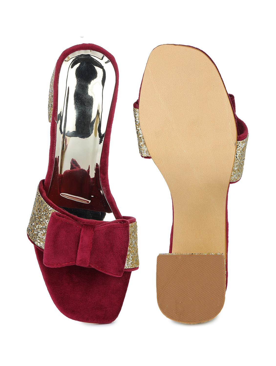maroon synthetic slip on sandals - 18374988 - Standard Image - 2