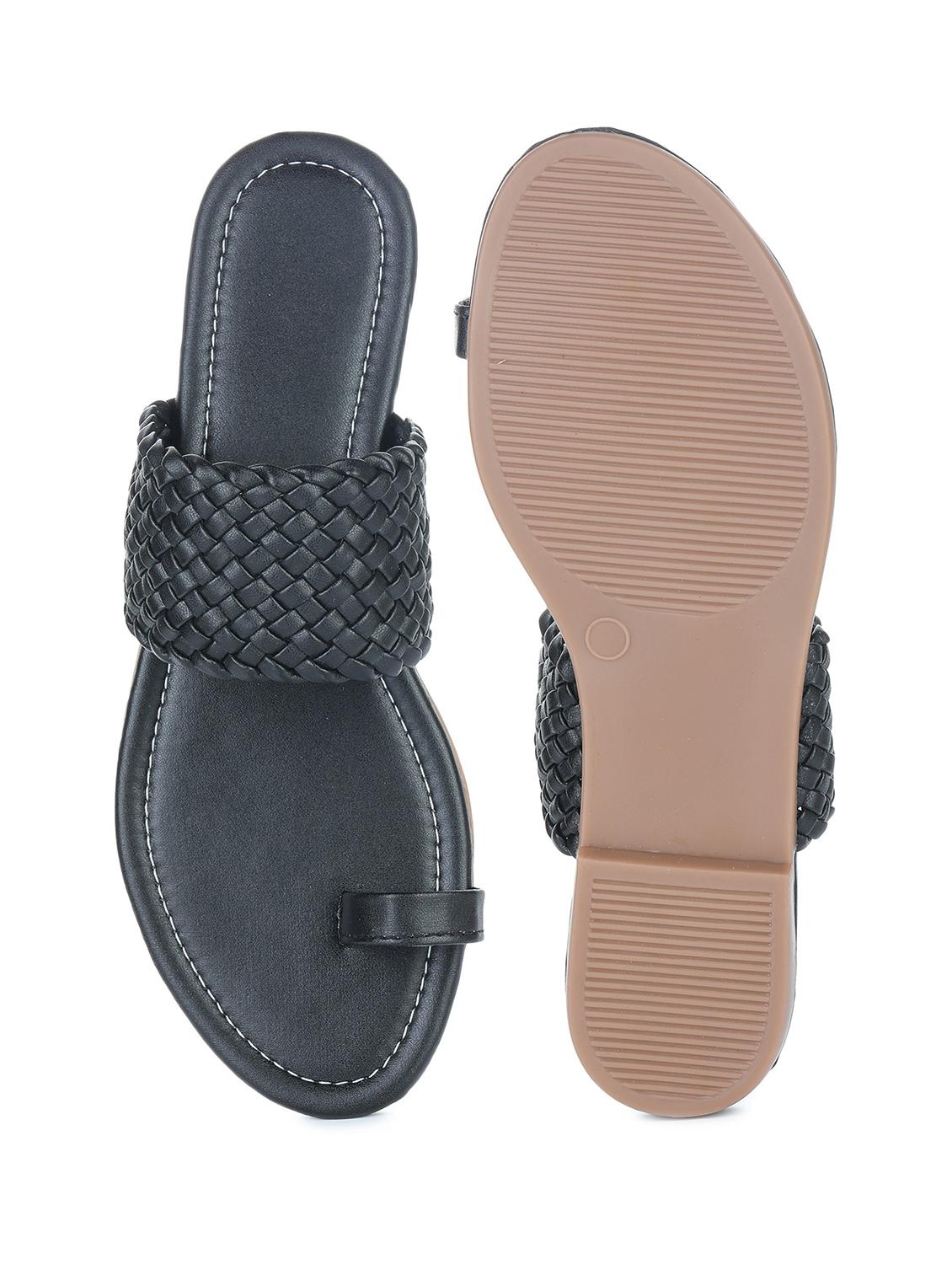 black synthetic slip on sandals - 18375080 - Standard Image - 2