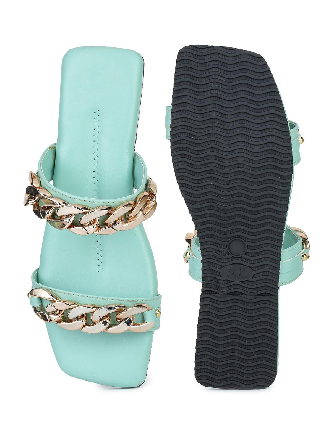 green synthetic slip on sandals - 18375098 - Standard Image - 2