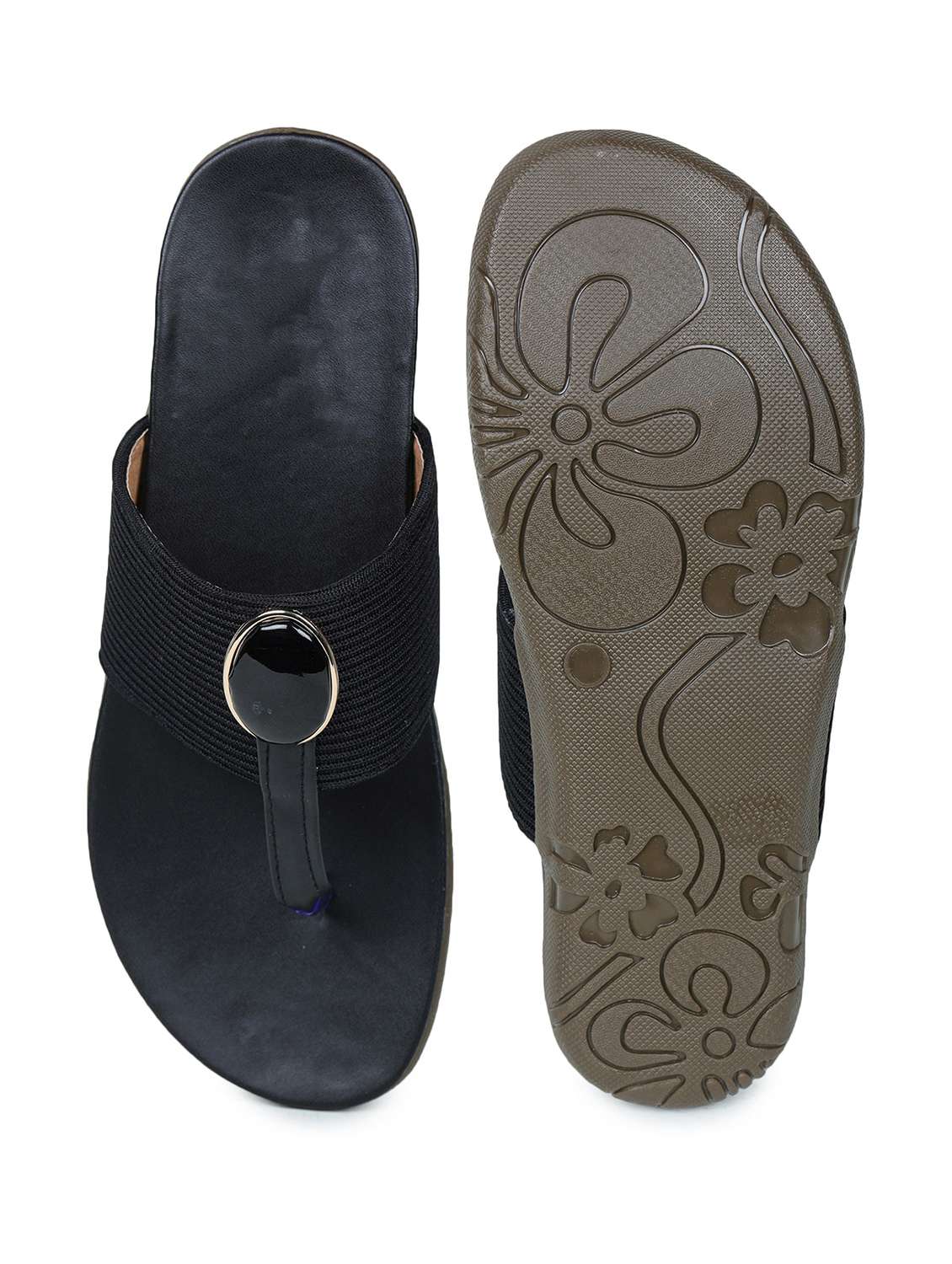 black synthetic slip on sandals - 18375131 - Standard Image - 2