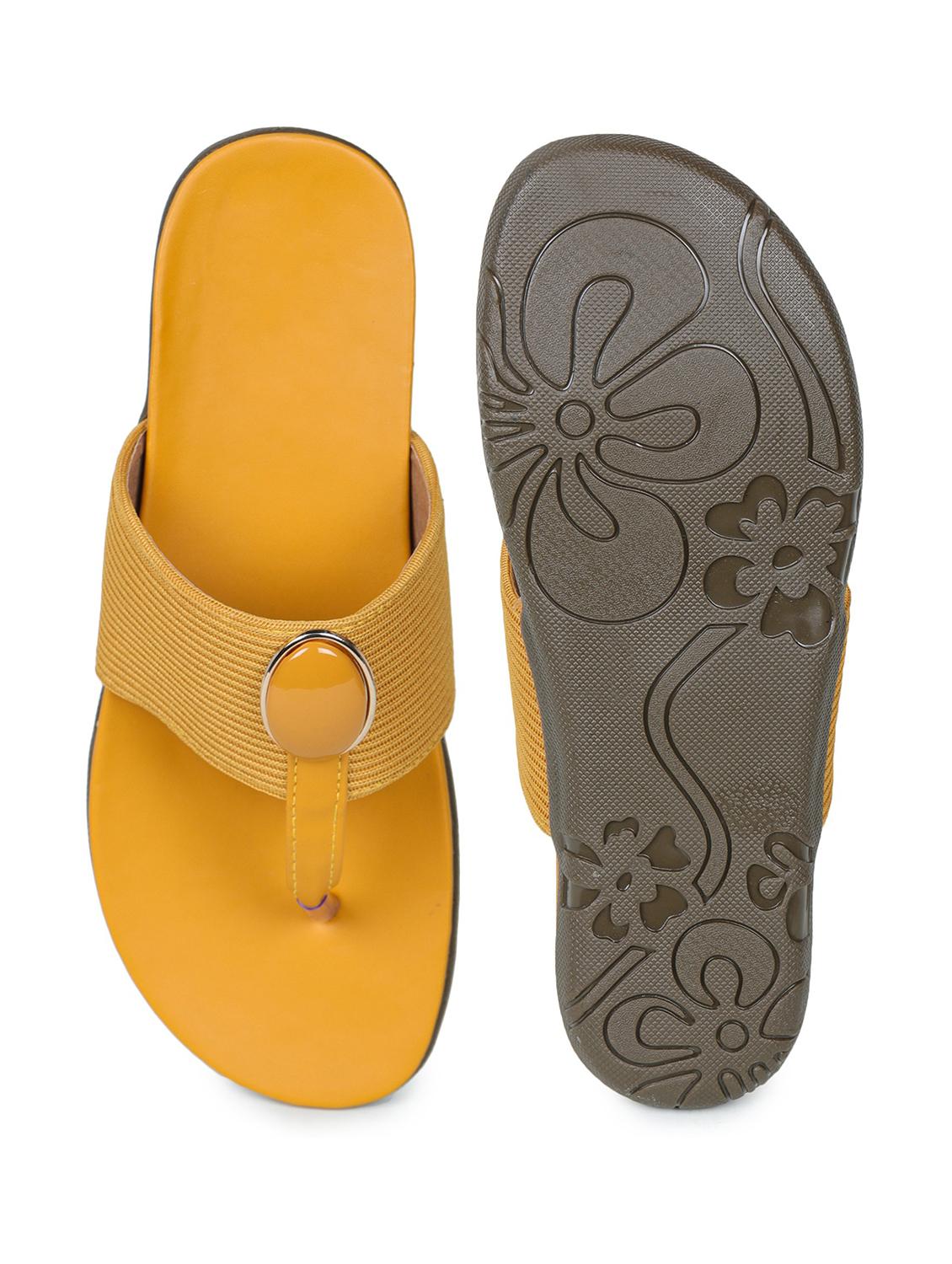 yellow synthetic slip on sandals - 18375135 - Standard Image - 2