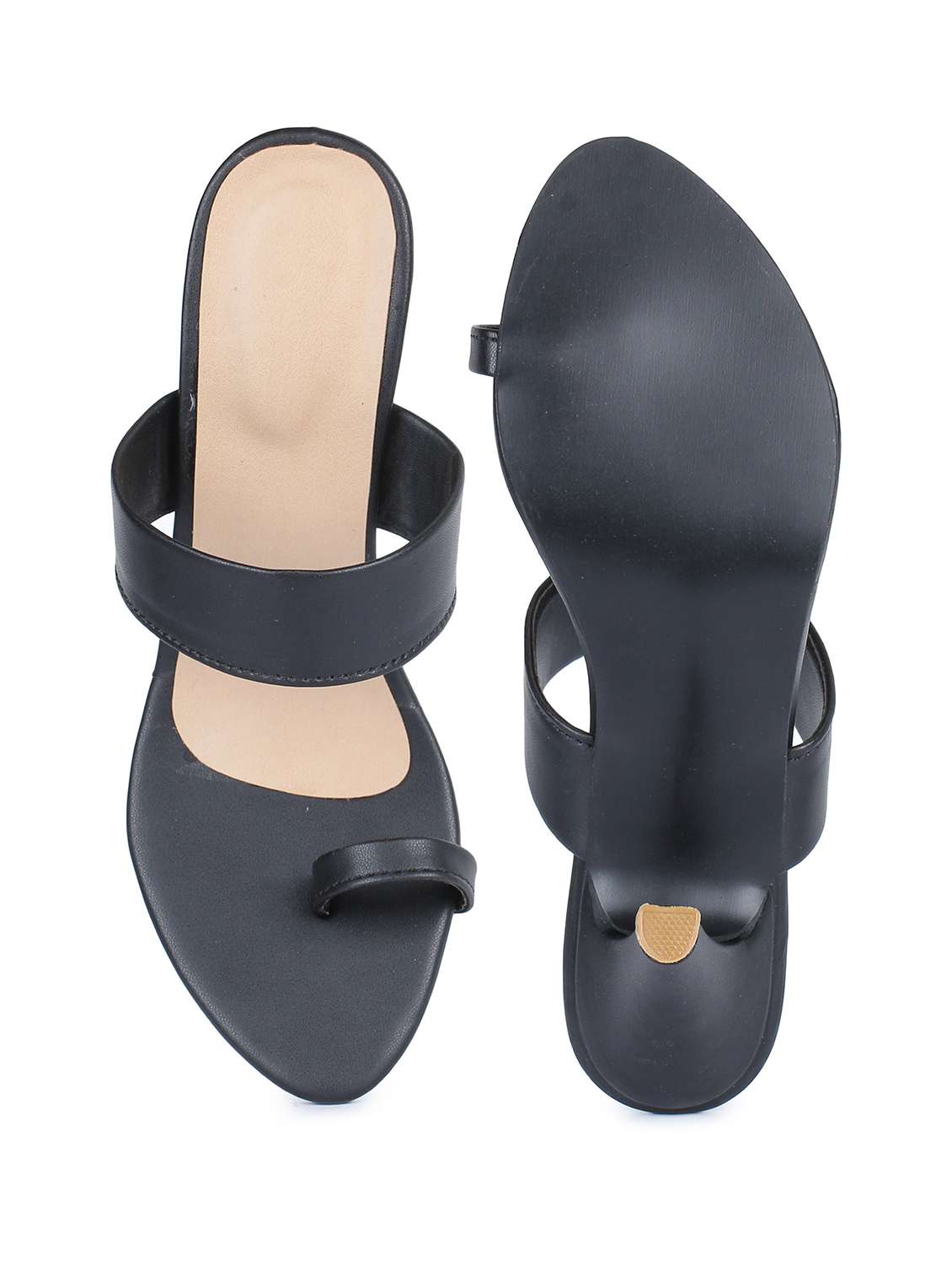 black synthetic slip on sandals - 18375143 -  Standard Image - 2