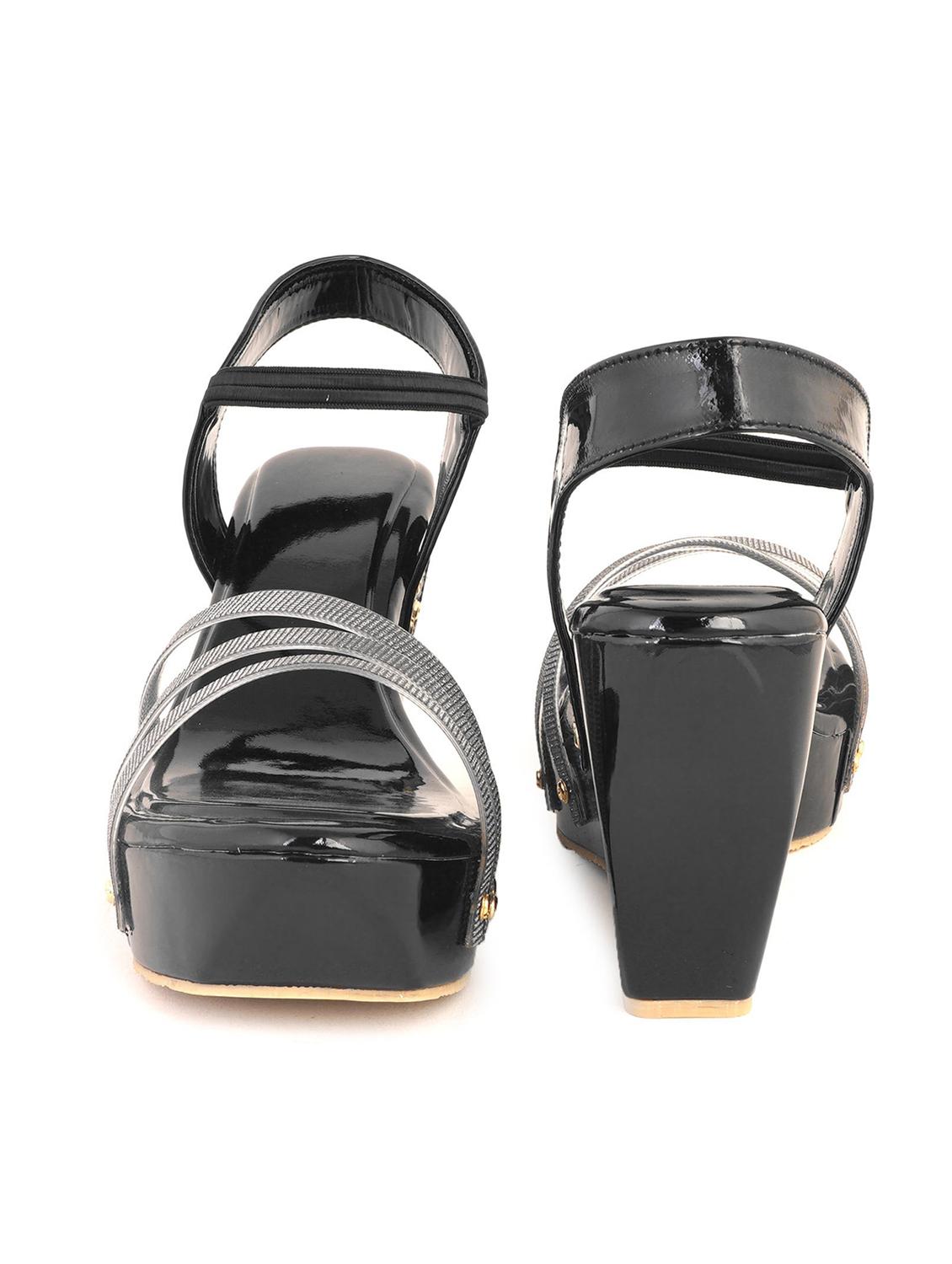 black synthetic back strap sandals - 18375180 - Standard Image - 2