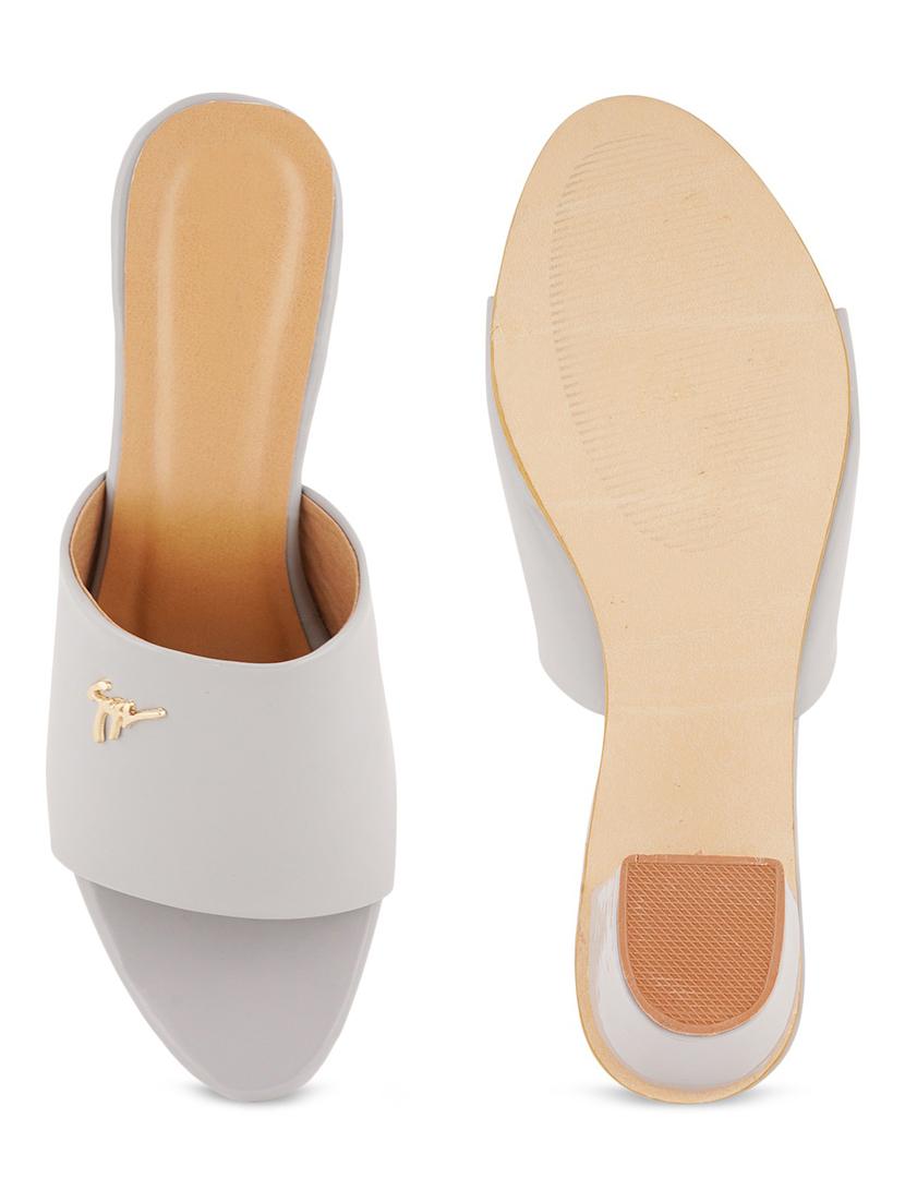 grey synthetic slip on sandals - 18375229 - Standard Image - 2