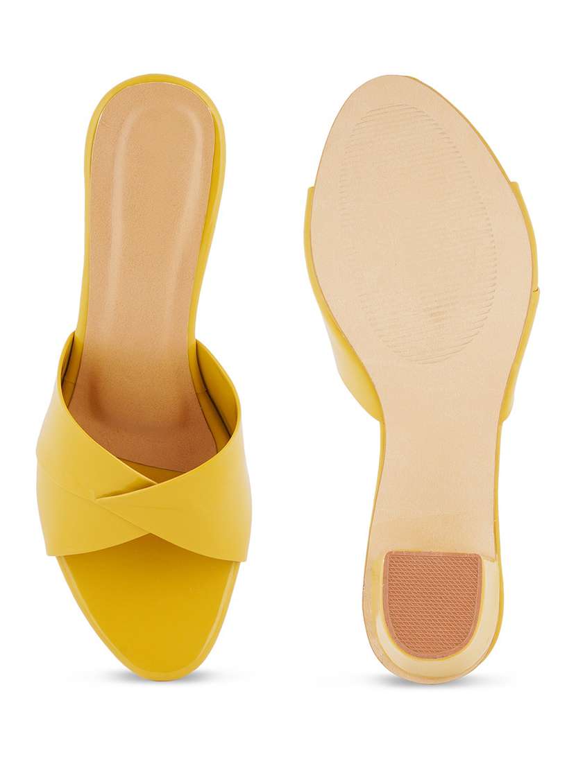 yellow synthetic slip on sandals - 18375232 - Standard Image - 2