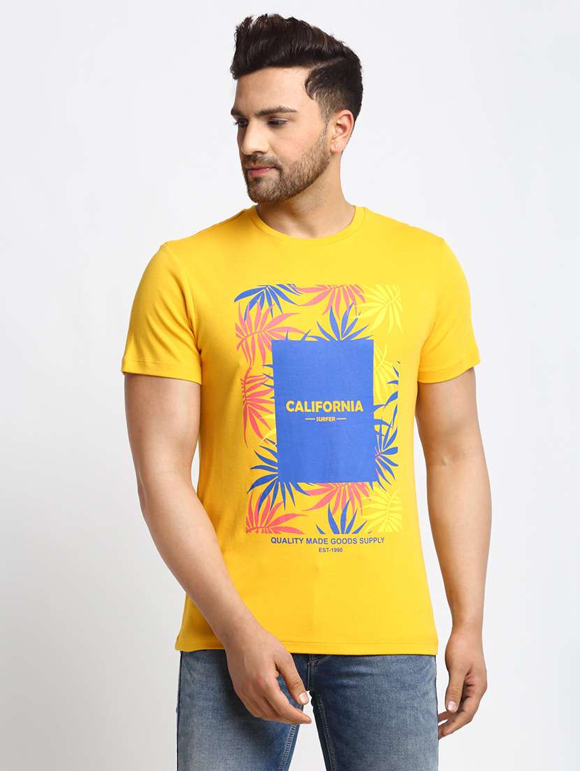 men front print short sleeve t-shirt