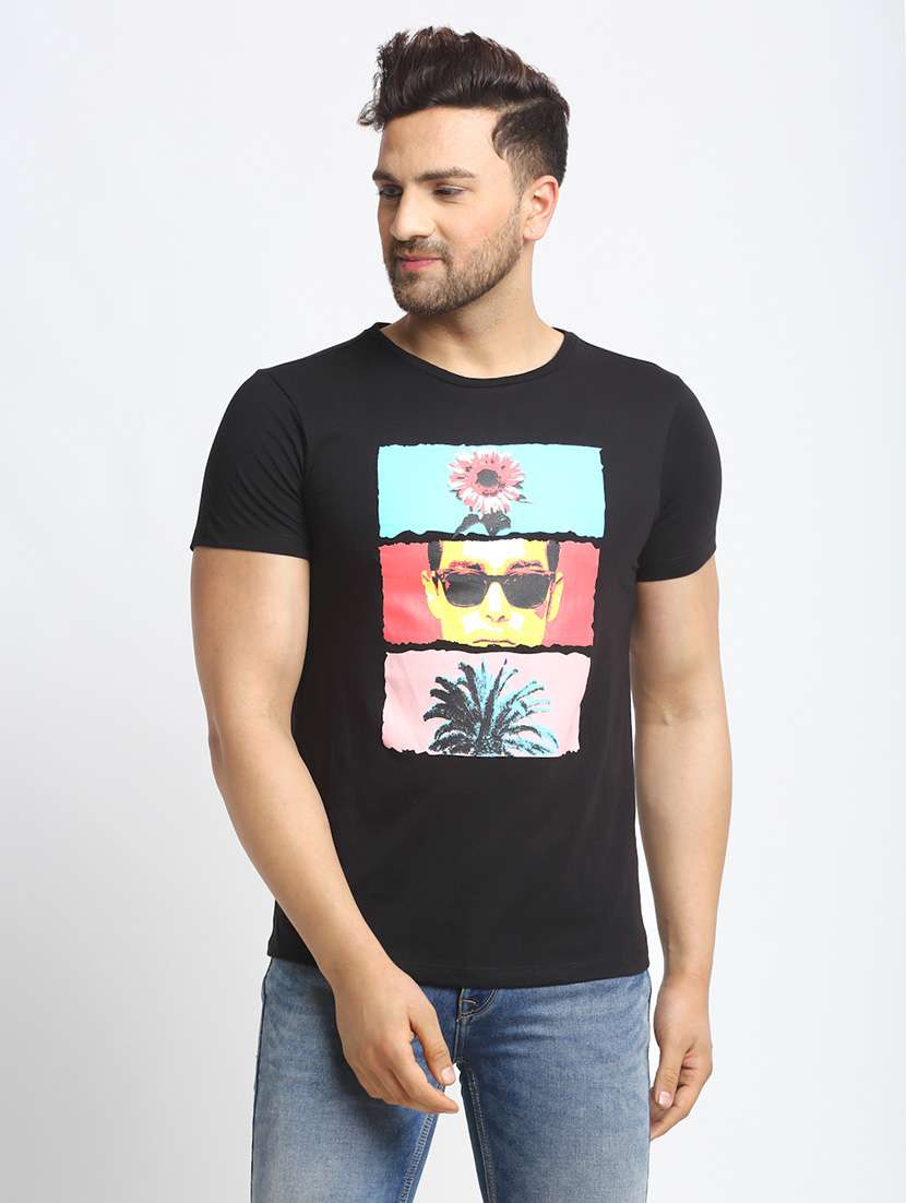 men front print short sleeve t-shirt