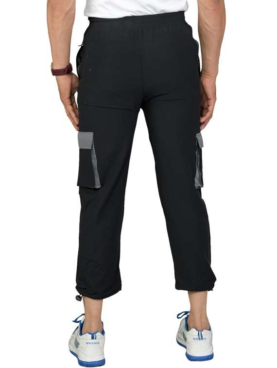 black solid ankle length track pant - 18375923 -  Standard Image - 2