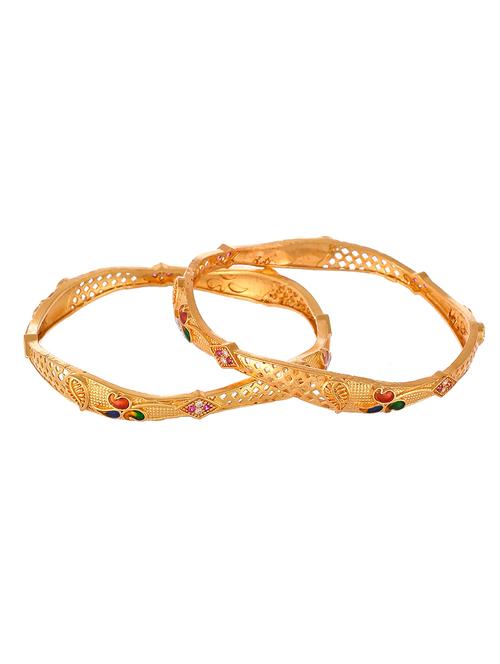 set of 2 gold plated handcrafted bangles - 18376725 -  Standard Image - 0