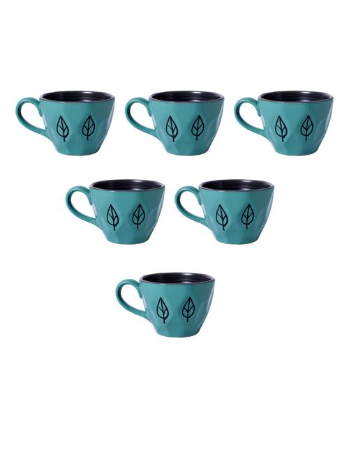 unravel india studio pottery ceramic coffee mugs and ceramic tea cups (set of 6, blue & black) - 18376750 - Standard Image - 0