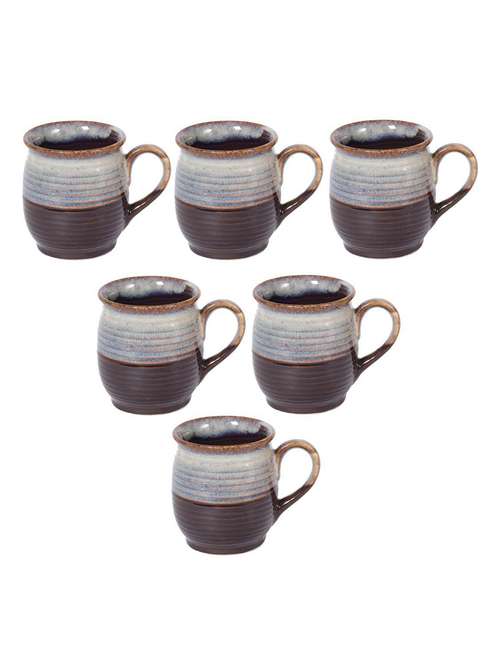pack of 6 brown ceramic mug
