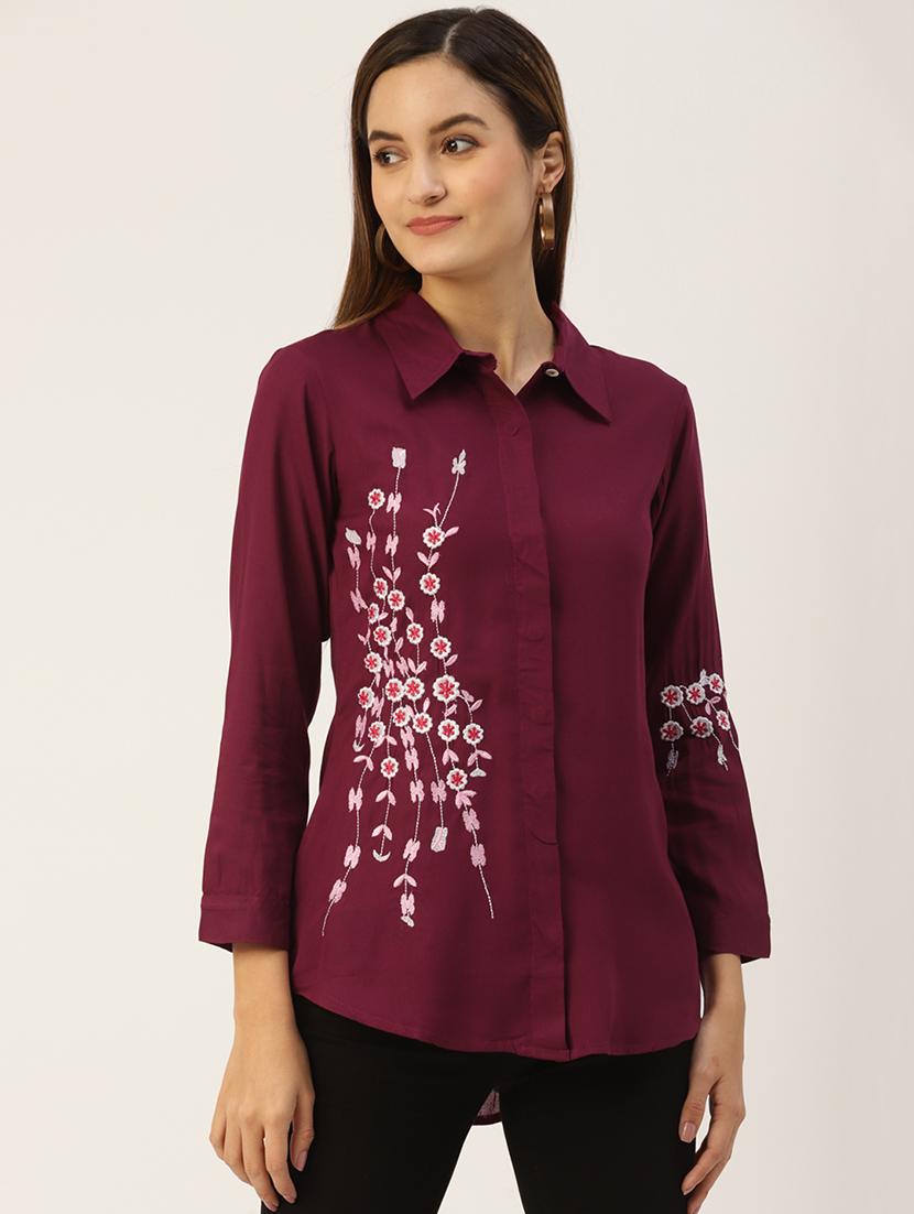 embroidered regular shirt - 18376959 - Zoom Image - 0