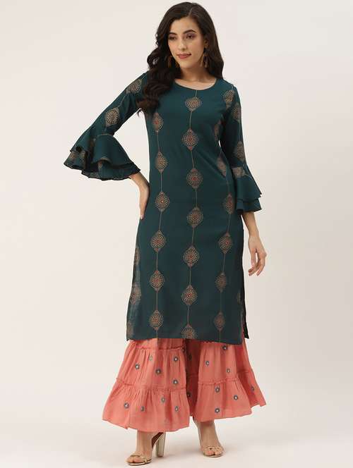 printed kurta sharara set - 18377027 - Standard Image - 0