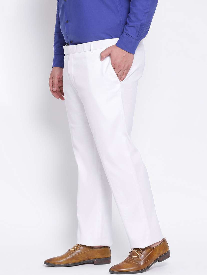 white solid formal trouser - 18377177 - Standard Image - 2