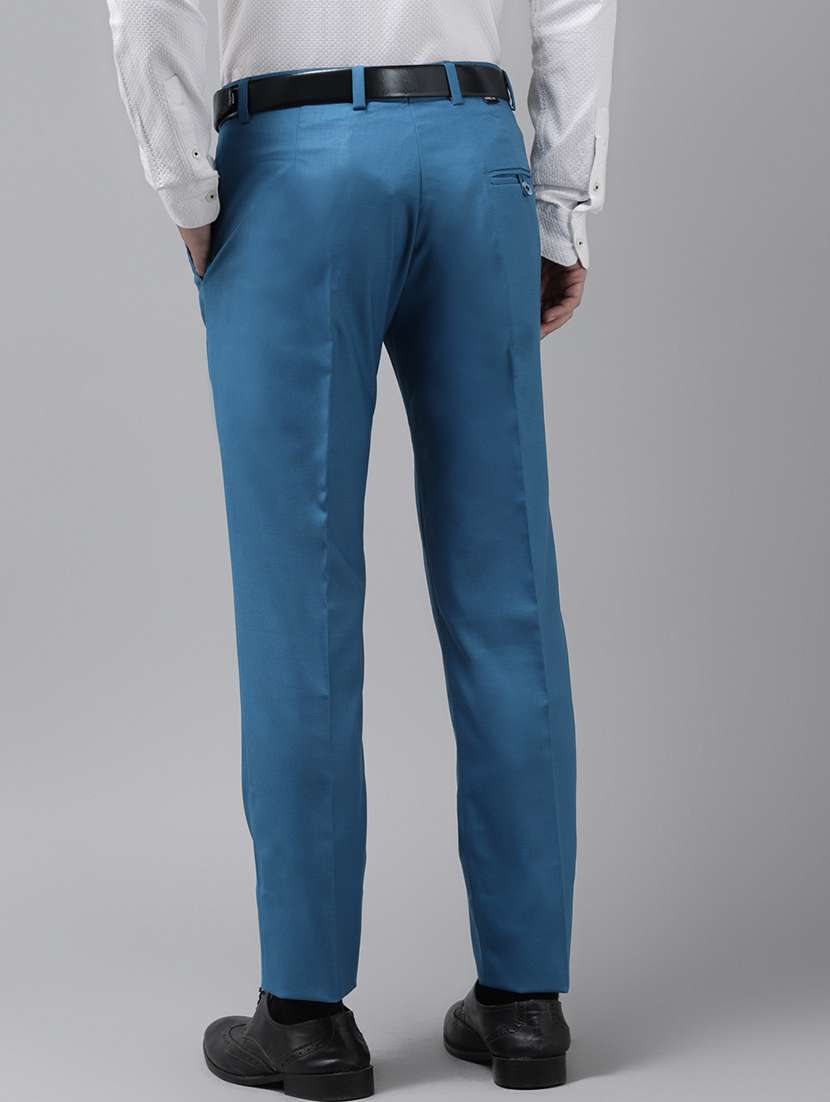 blue solid casual trouser - 18377218 -  Standard Image - 2