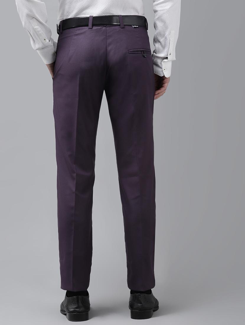 men purple solid mid rise ankle length formal trouser - 18377219 - Standard Image - 2