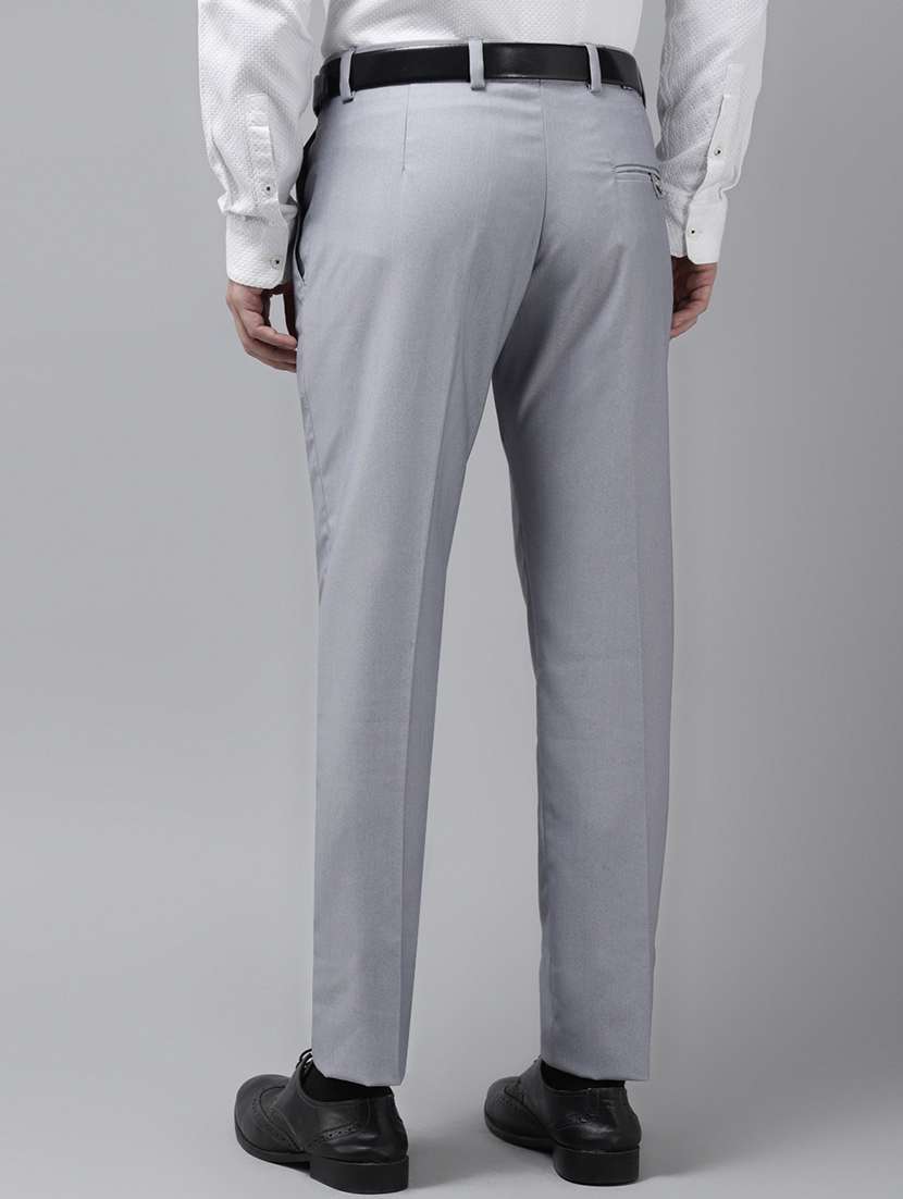 grey solid casual trouser - 18377224 -  Standard Image - 2