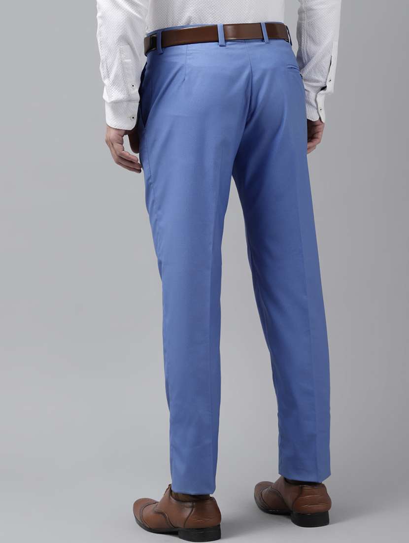 blue solid casual trouser - 18377229 -  Standard Image - 2