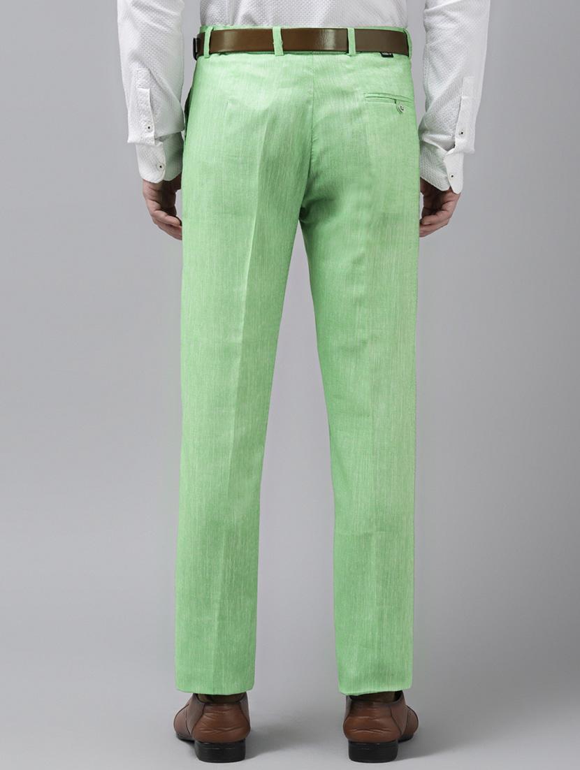 green solid casual trouser - 18377236 - Standard Image - 2