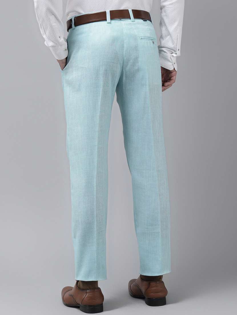 blue solid casual trouser - 18377237 -  Standard Image - 2