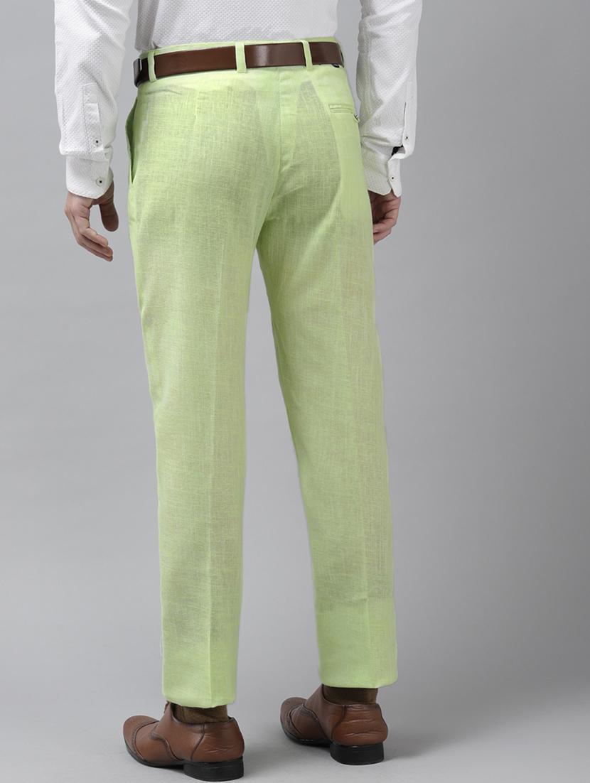 green solid casual trouser - 18377238 - Standard Image - 2