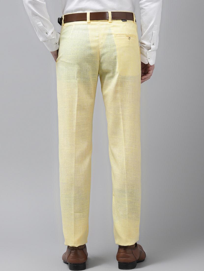 yellow solid casual trouser - 18377240 - Standard Image - 2